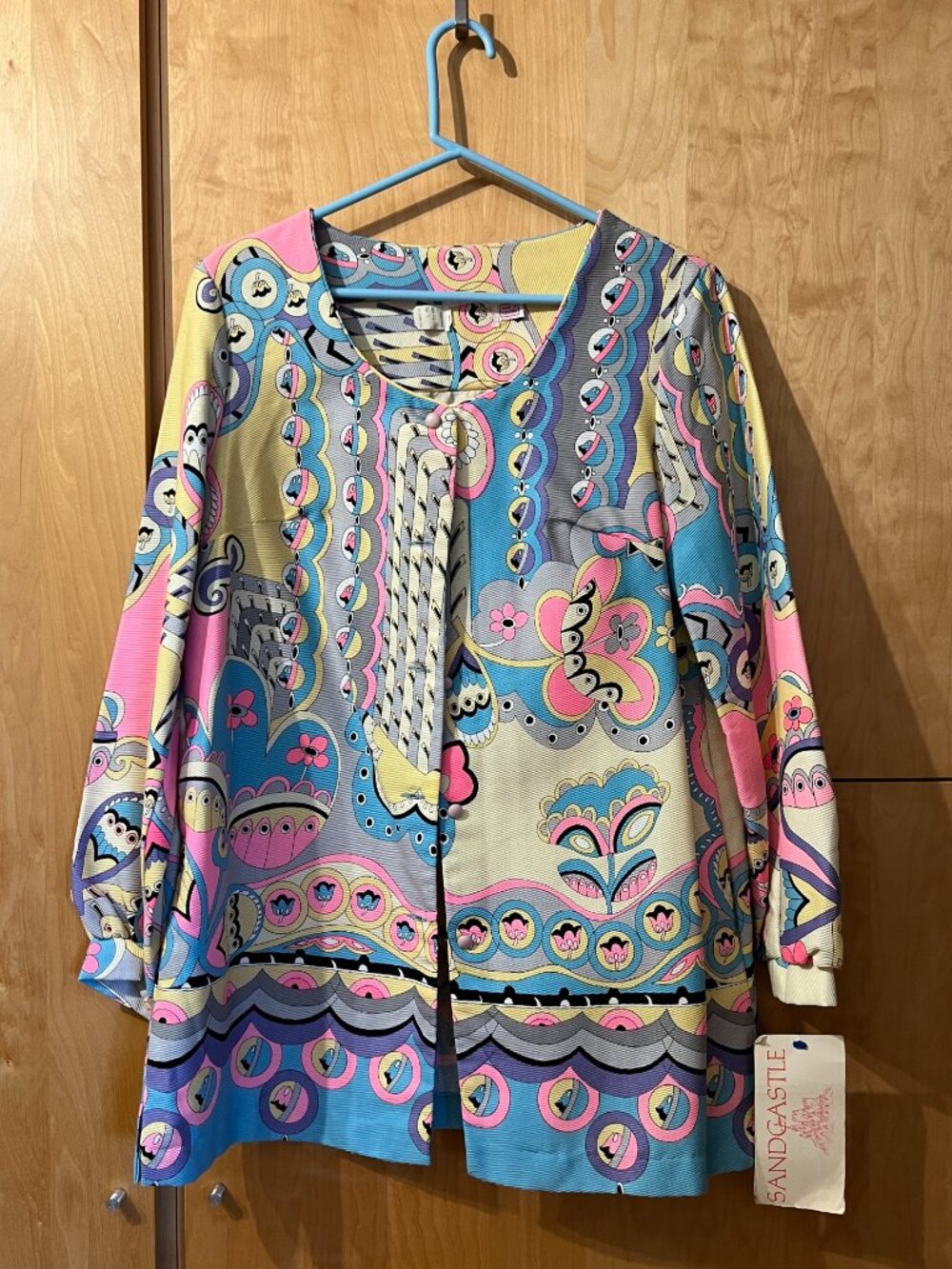 Vintage 1970s Colorful Psychedelic Top or Dress Size Large NWT - Picture 6 of 15